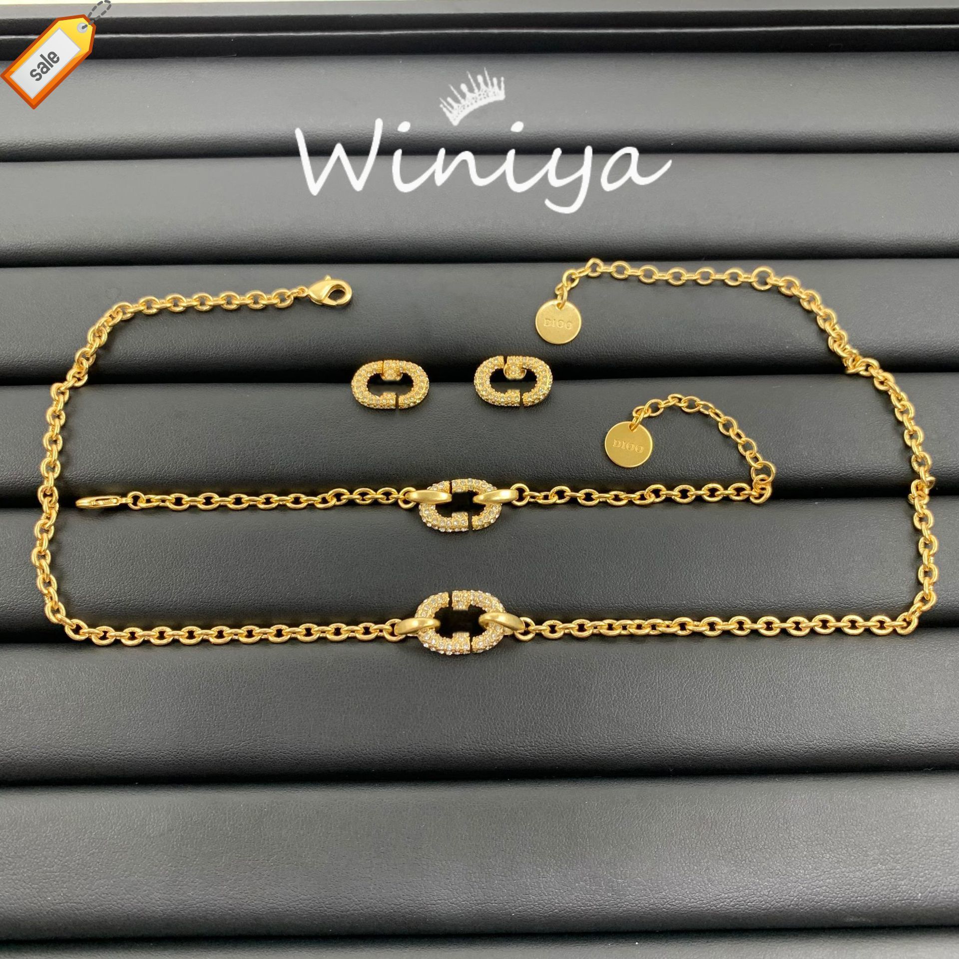 Luxury Designer Necklaces for Women d Family Necklace / Dijia New Letter Diamond Inlaid Personalized Neck Chain Bracelet Earrings Fashion Trend J