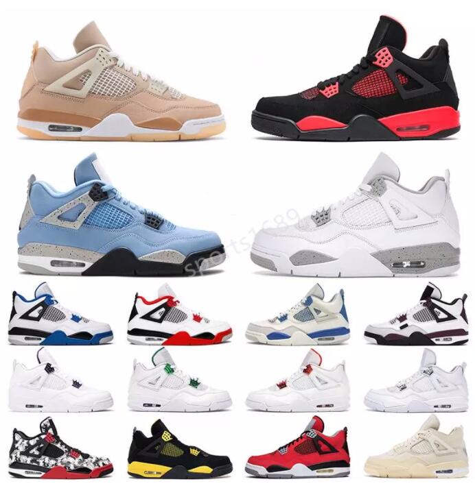 

Mens Basketball Shoes Sail Military Jumpman 4 Retro Basket shoe Bred 4s UNC Black Cat University Blue The Cactus White Grey Mens Pure Royalty Men Sport Sneakers, Customize