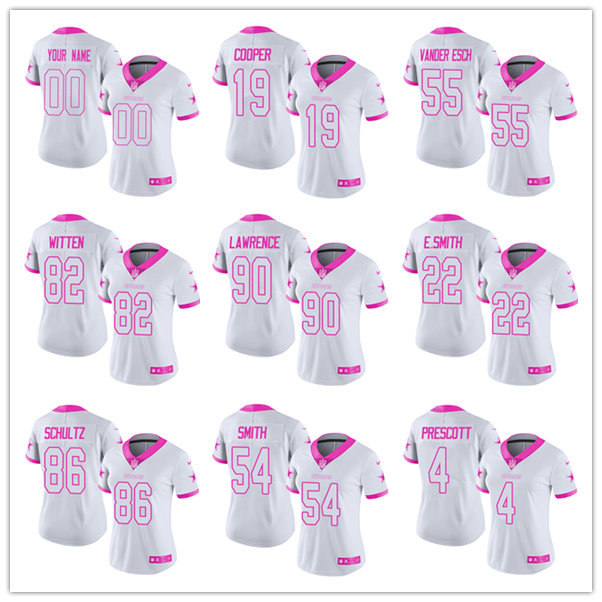 

Football Jersey Dallas''Cowboys''Women Trevon Diggs CeeDee Lamb Micah Parsons Dak Prescott Tyler Smith Tony Dorsett White Pink Rush Fashion