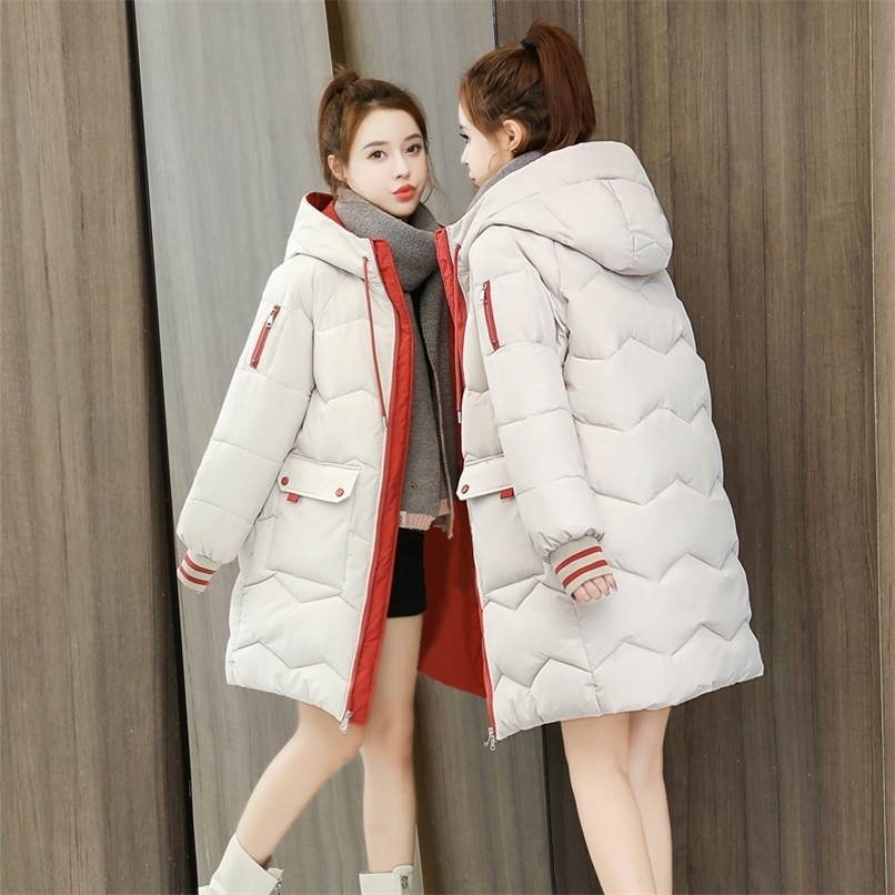 

Women's Down Parkas Winter Women Jacket Coats Long Female cotton Hooded Overcoat Thick Warm Jackets Windproof Casual Student Coat 220902, Yellow