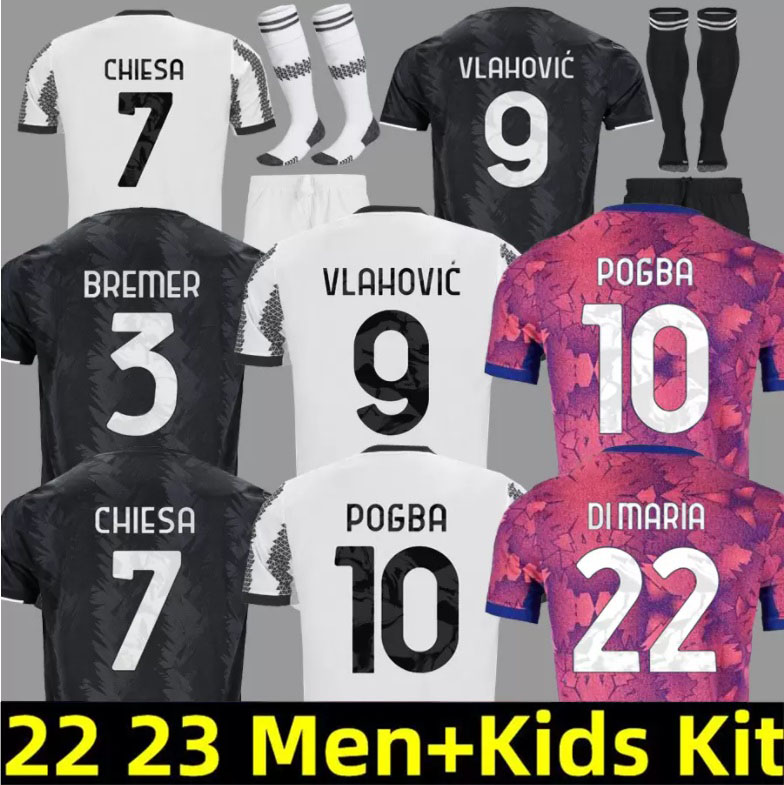 

player version 22 23 soccer jersey POGBA VLAHOVIC CHIESA 2022 2023 football shirt set DI MARIA LOCATELLI MORATA DE LIGT KEAN Men Kids kit uniform red black white pink
