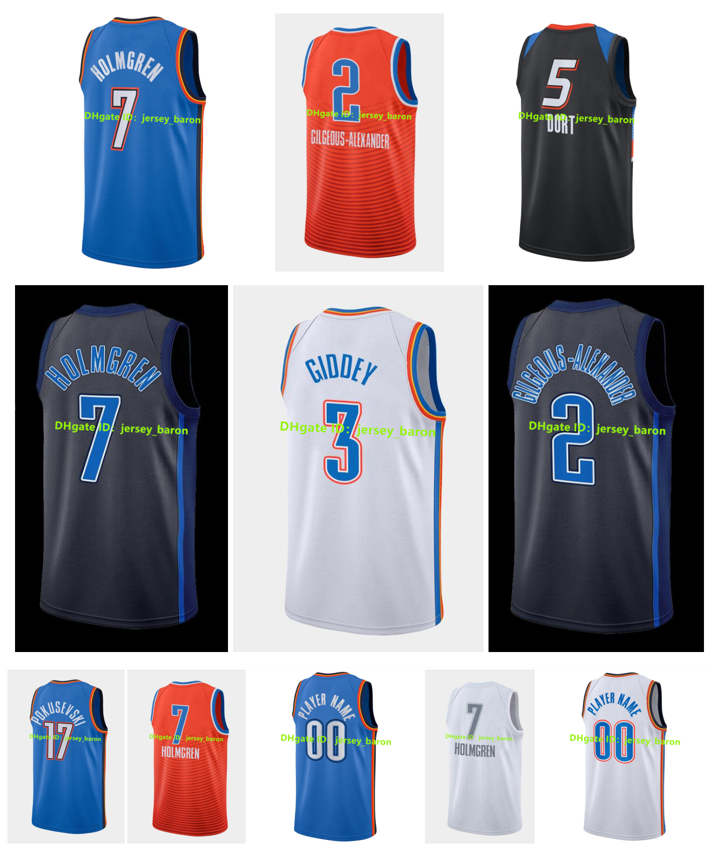 

7 Chet Holmgren Shai Gilgeous-Alexander Basketball Jersey Josh Giddey Custom Luguentz Dort Oklahomas City OKC Thunders Jersey Russell Ousmane Dieng Westbrook, As pic