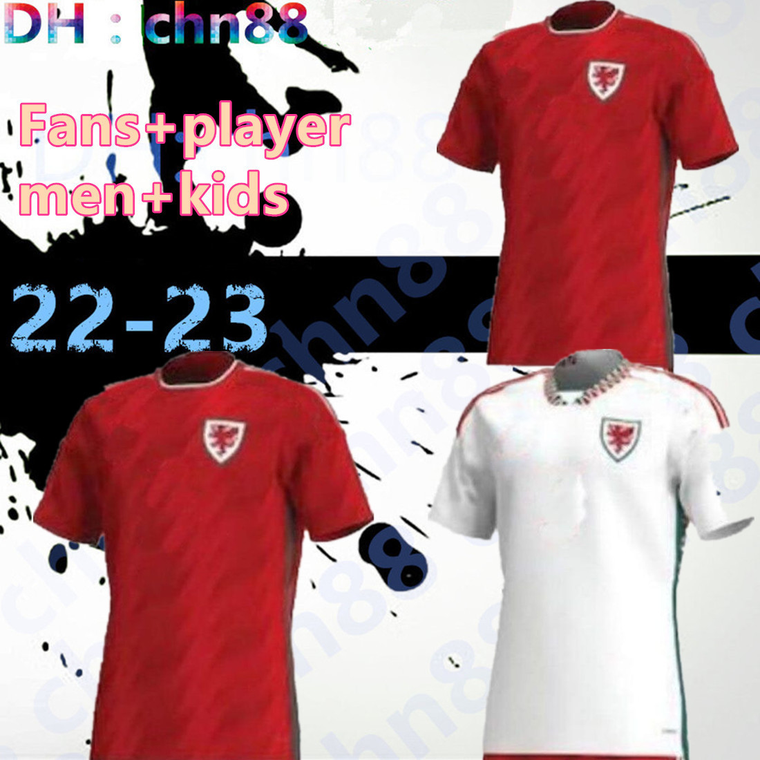 

2022 Wales Soccer Jerseys BALE WILSON ALLEN RAMSEY Mens 22 23 world National Team cup Rodon VOKES Home Football Shirt Short Sleeve Adult Uniforms fans player version, 2022 home kids