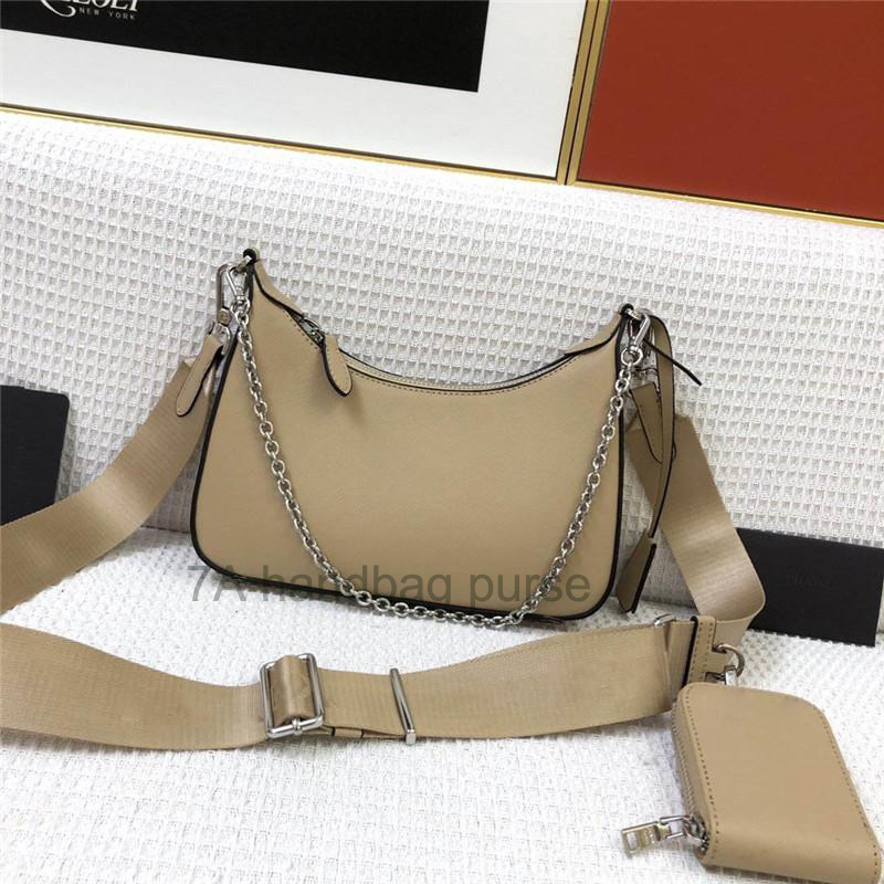 

7A Designer Shoulder tote Bag Top Quality crossbody Woman Luxury fashion 2005 Saffiano Leather Nylon Hobo Pouch Purse Totes cross body 3pcs set clutch bags 1BH204, Edition2005 leather1