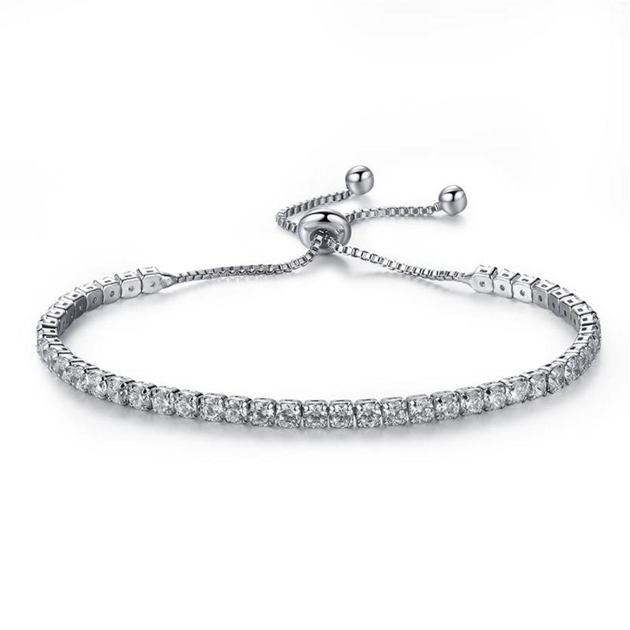 

Elegant Platinum Plated Bezel Set Cubic Zirconia Tennis Adjustable Bracelet263d271F