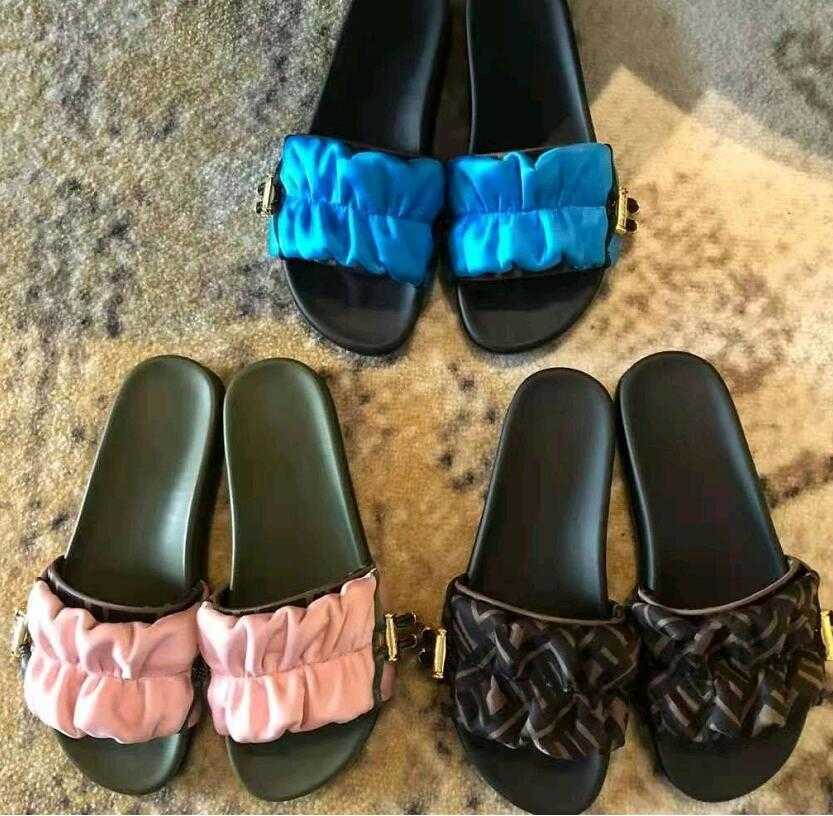 

Designer Sandals Fashion Drawstring Luxury Leisure Slipper Womens Flat Bottom Slippers Satin Genuine Leather Sole Sandbeach Sandal With original box