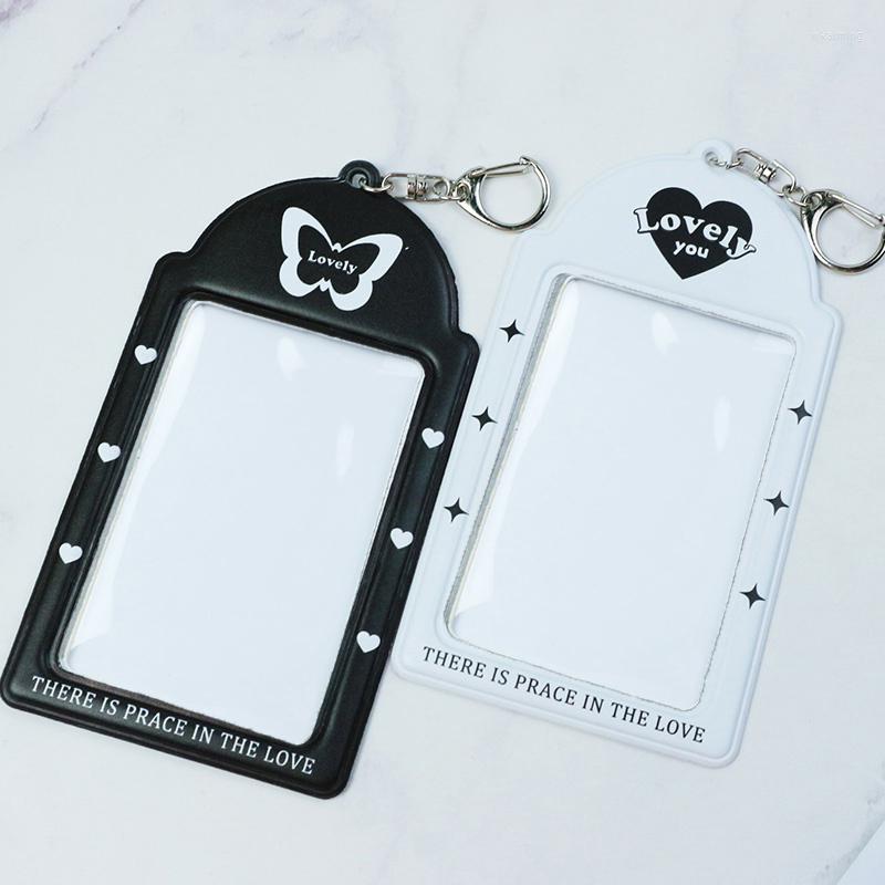 

Card Holders Butterfly PVC Transparent Holder Idol Po Protector Classic Bus Work Protective Cover ID, Black