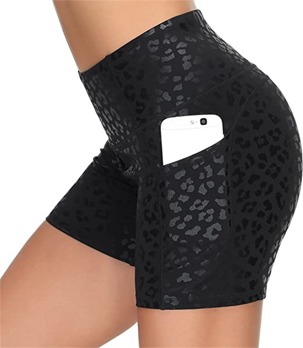 

Home Clothing Fit High Waist Yoga Shorts for Women with 2 Side Pockets Tummy Control Running Workout Shorts