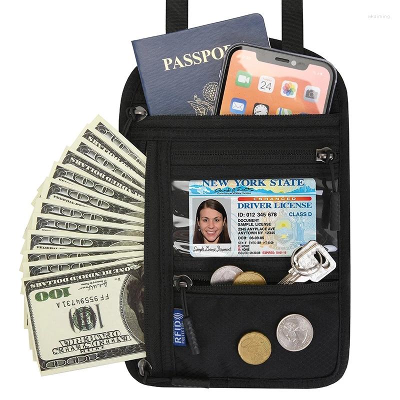 

Card Holders 1Pcs RFID Waterproof Nylon High Quality Travel Document Storage Bag Passport Pouch Neck Wallet Money