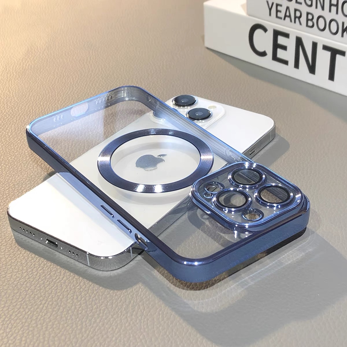 

Luxury Clear Plating Phone Cases for iPhone 11 12 13 14 Pro Max Mini XS Max XR 7 8 PLUS SE2 Soft Thin TPU Cover Funda Coque, Sierra blue color