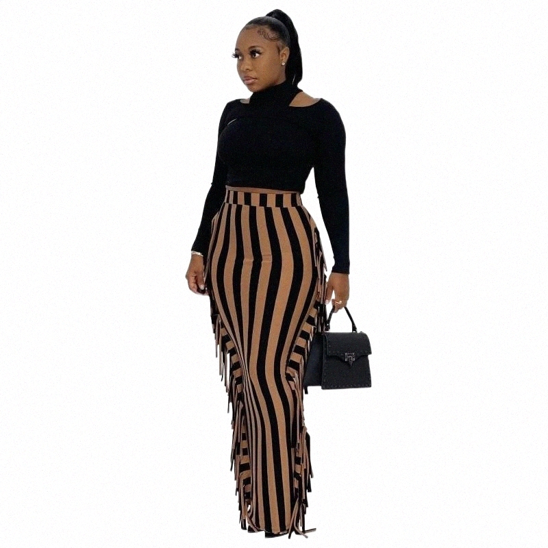 Ethnic Clothing ethnic Clothing Dashiki African Stripe Print Skirts Womens High Waist Two Side Tassel Design Arrival Fashion Skirt Casual Knit El-image-799052846