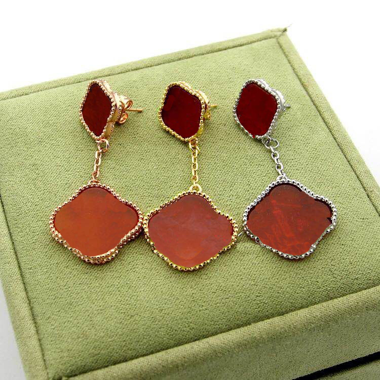 

Elegant Charm 4 Four Leaf Clover Designer Jewelry Mother-of-Pearl Stainless Steel Fashion Woman Chain Wedding Special Design Jewelry with box