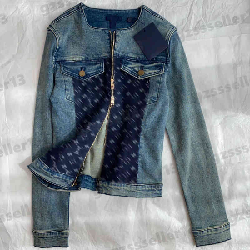 

Womens Jacket Cotton Engraved Logo Denim Jackets Fashion Brand Round Neck Vintage Gold Bronze Button Zipper Jacket Luxury Designer Women Clothing 0912, Extra shipping