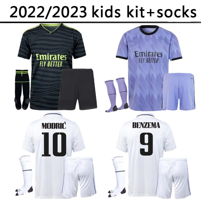 

BENZEMA soccer jersey 22 23 football shirt Real Madrids CAMAVINGA kids kit socks ALABA MODRIC VALVERDE Fourth camiseta 2022 2023 uniforms VINI JR TCHOUAMENI