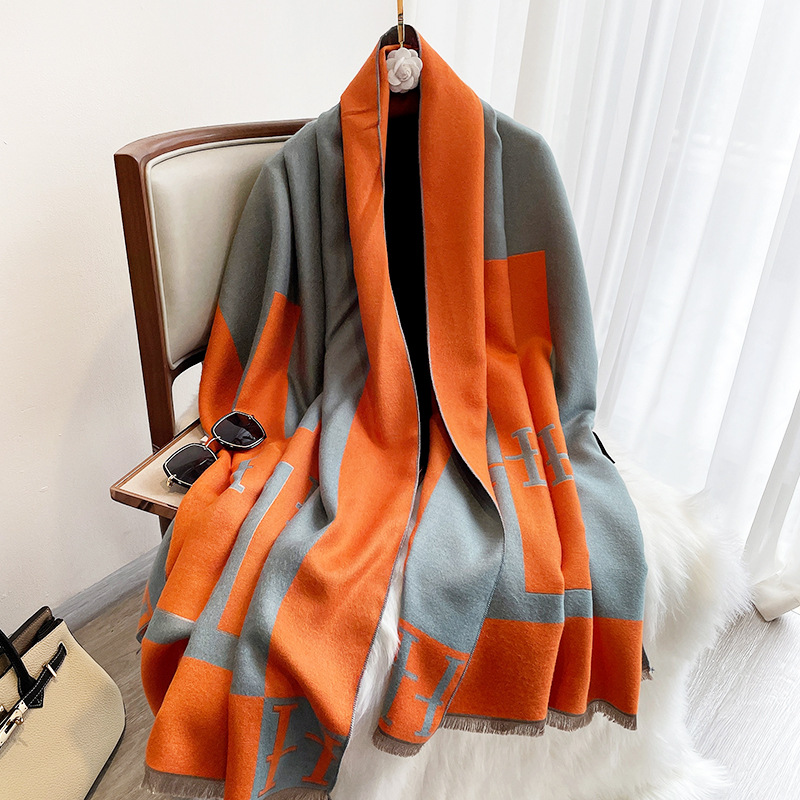 

Designer Silk Scarf Alphabet-like cashmere Winter Warm Scarf Fashion Summer Air Conditioning Office Shawl Women