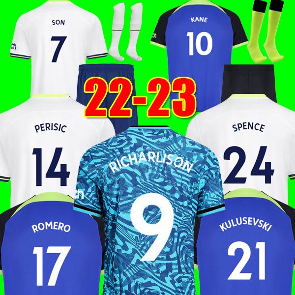 

KANE SON 22 23 RICHARLISON Soccer Jersey KULUSEVSKI HOJBJERG SPENCE PERISIC DIER 2022 2023 LUCAS ROMERO Tottenham Football kit shirt SPURS Third tops kids CLOTHES, 22-23 away ucl