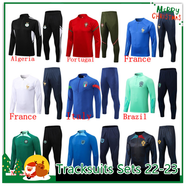 

2022/2023 Soccer Tracksuits Sets 22 23 national team Algeria Brazils italia italys soccer training suit French tracksuit world Francia cup survetement football, 18