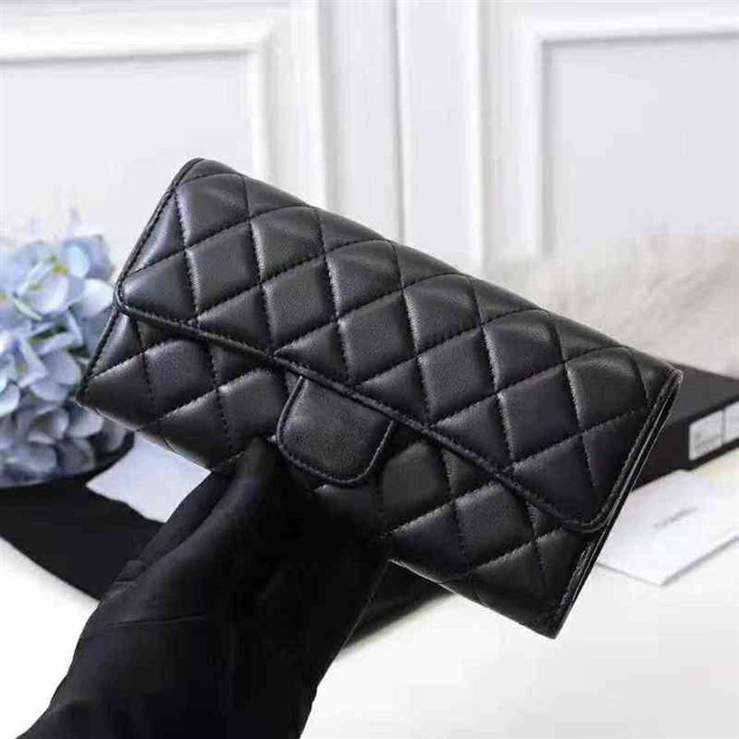

Luxury women Wallet designer famous brand and lambskin leather Wallet 2019 new caviar Long Wallet hight quality ship X220331254c, Lambskin gold