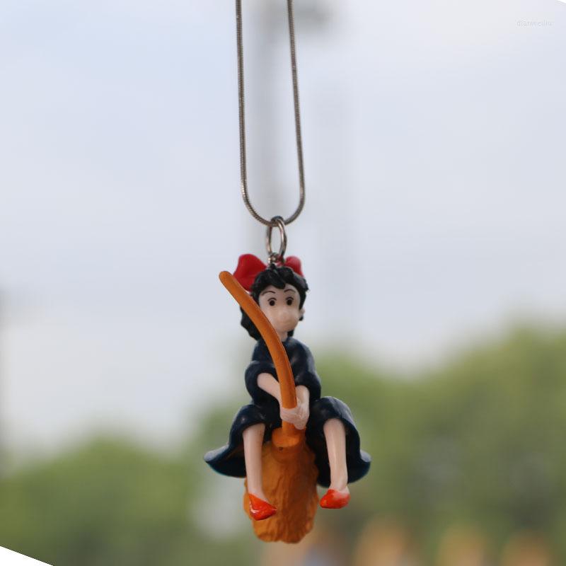 D￩corations int￩rieures mignonnes Broom Witch Kiki Creative Car Rear View Mirror Pendant Holiday Gift Anniversaire