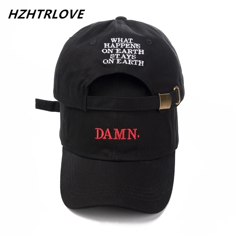 

s High Quality Rapper Kendrick Lamar Damn Cap Embroidery DAMN Dad Hat Women Men Baseball Hip Hop Bone 220905, Red