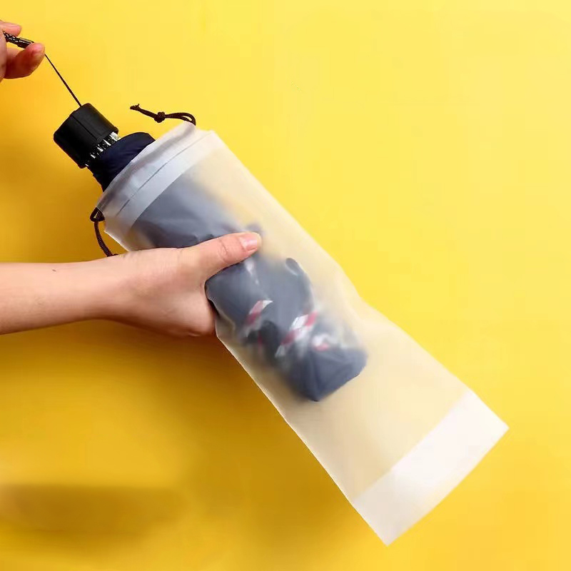 

Matte Translucent Plastic Bag Umbrella Storage Bag Reusable Portable Drawstring Cover Home Organizer
