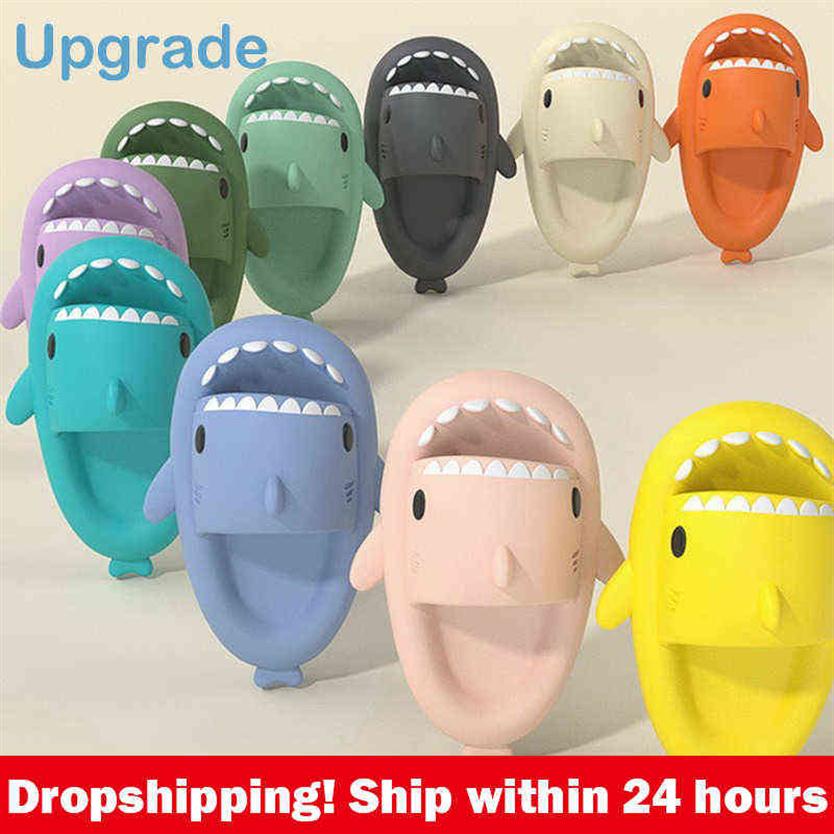 

Cute Shark Slippers 4CM Platform Women Men Indoor Bathroom Slides Couples Summer Shoes Soft EVA Female Male Beach Flip Flops232J, Purple-3cm