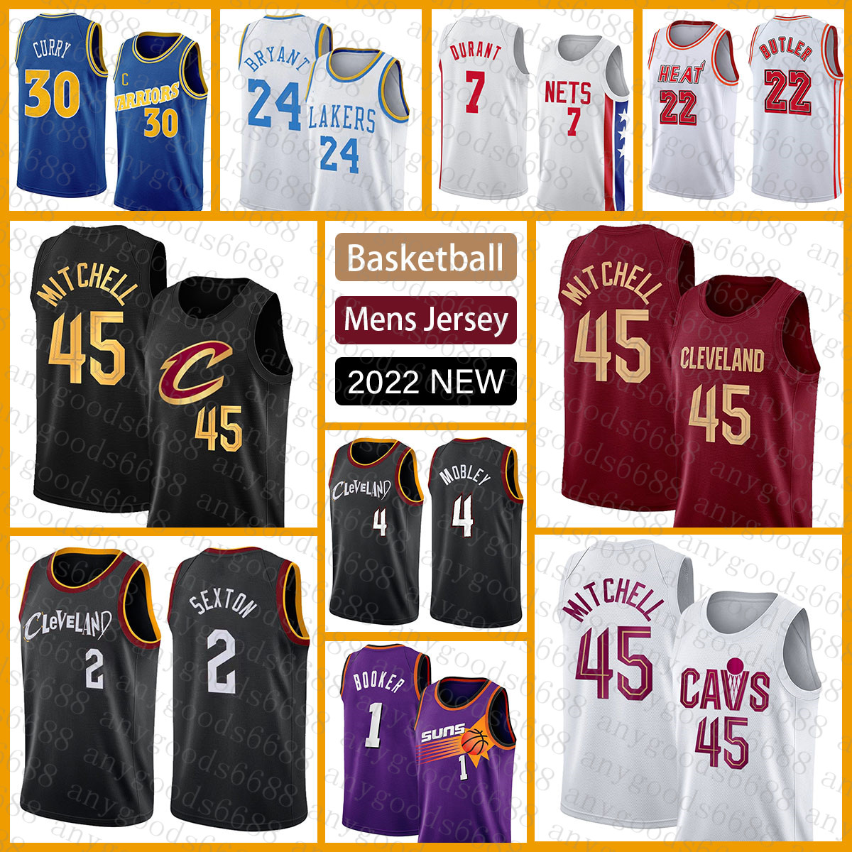 

New Basketball Jersey 45 2 4 Clevelands Cavalier Donovan Mitchell Collin Sexton Evan Mobley Clear, Jersey(qishi