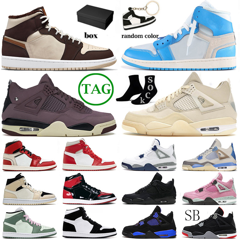 

Air Jorda 1 Jordem 4 Basketball Shoes Jumpman Men Women J4 Jorden 1 4 Jorden1s Jorden4s Cactus Jack Offs White High Mid Dutch Green Sneakers, 40-47 military black