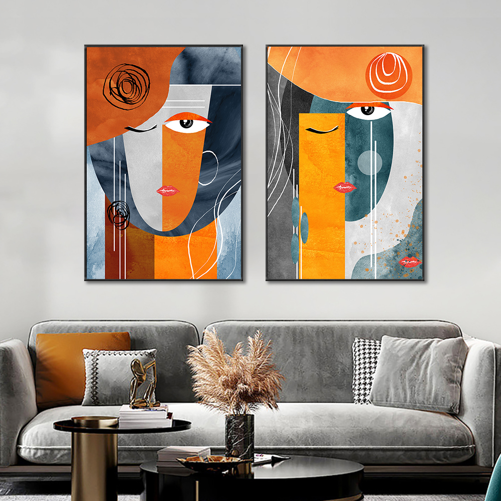 

Abstract Woman Face Painting On Canvas Modern Nordic Geometric Posters And Prints Wall Art Picture For Living Room Home Decor