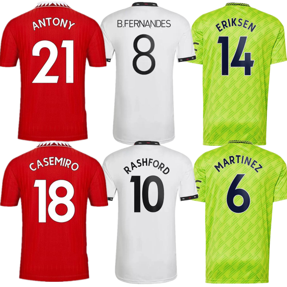 

ANTONY SANCHO CASEMIRO soccer jerseys ERIKSEN 22 23 MARTINEZ Fans Player version MANS UTDS FERNANDES MANCHESTERS SHAW RASHFORD football top shirt 2022 2023 kids kit, Away fan vesion