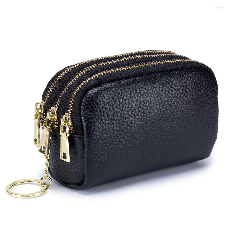 

Wallets Bags For Women Top Layer Cowhide Mini Zero Wallet Lovely Korean Women's Multifunctional Leather Coin Bag Key Chain, Black