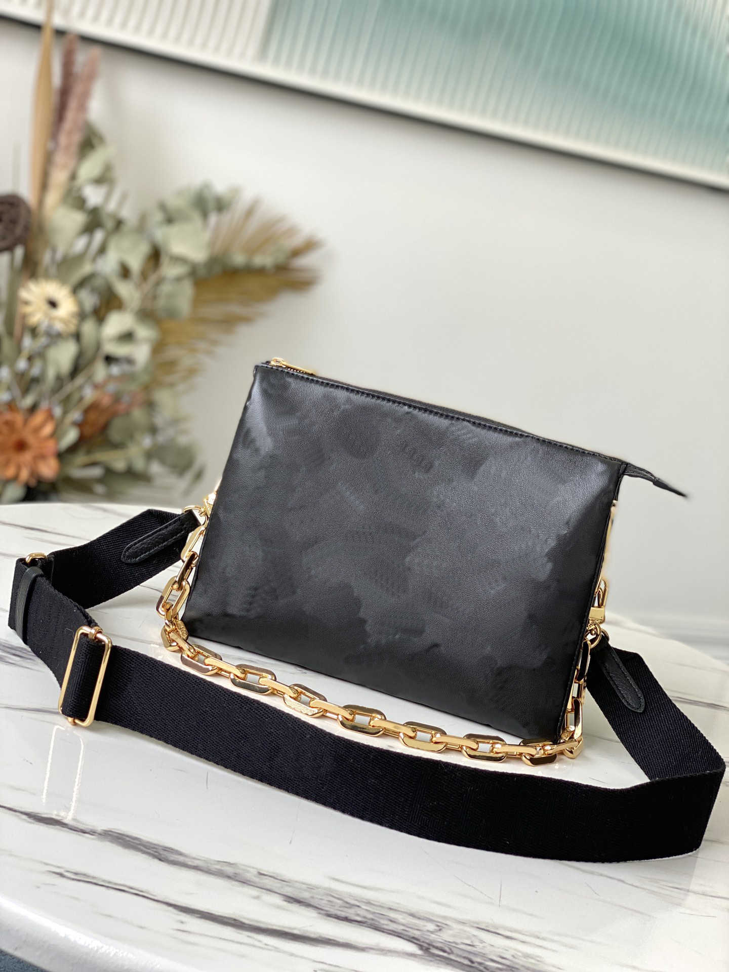 

Evening Bags Clutch Bags Spring Summer 2021 embossed puffy leather chain bag COUSSIN PM handbag fashion-forward shoulder bags cross-body with the strap, Black