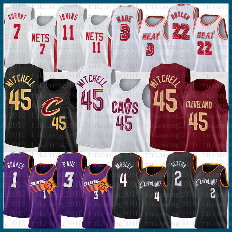 

45 2 4 Basketball Jersey Donovan Mitchell Collin Sexton Evan Mobley Clevelands Cavalier Black, Jersey-qishi
