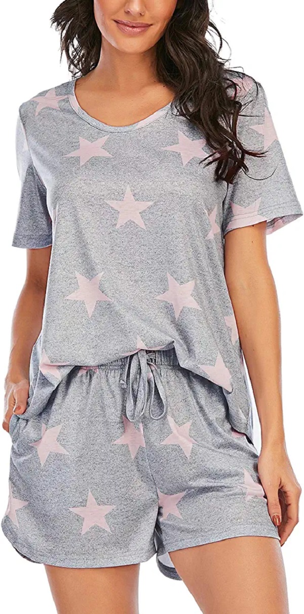 

Nobemall Womens Home Clothing Pajamas Set Shorts with Pockets Grey