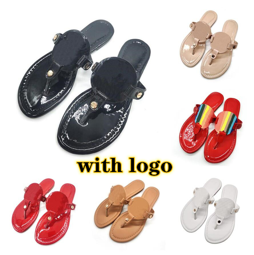

New Brand Women Flat Slippers Flip Flops Hollow Out Upper 2022 Summer Luxury Genuine Leather Women Home Sandals with Dust Bag, Rose shiny