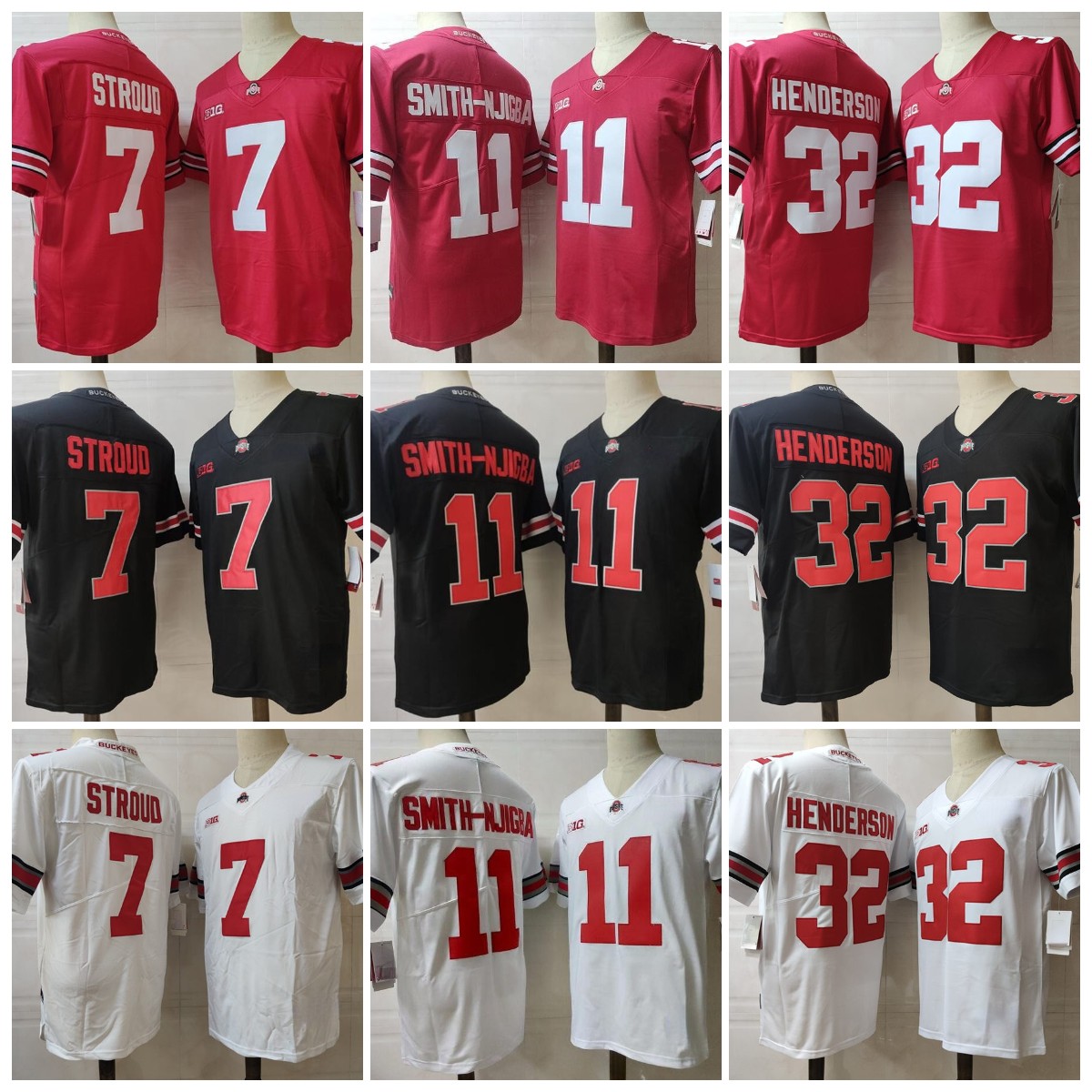 

NCAA Football Jersey Ohio State Buckeyes #11 Smith-Njicba 7 C.J. Stroud 32 Henderson Red White Mens Jerseys, Men jersey