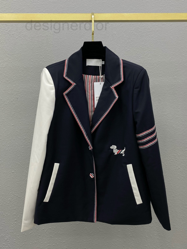 

Women' Two Piece Pants designer TB new embroidered dog contrast ribbon suit top college style fashionable temperament aging long sleeve coa, 2# packing bag