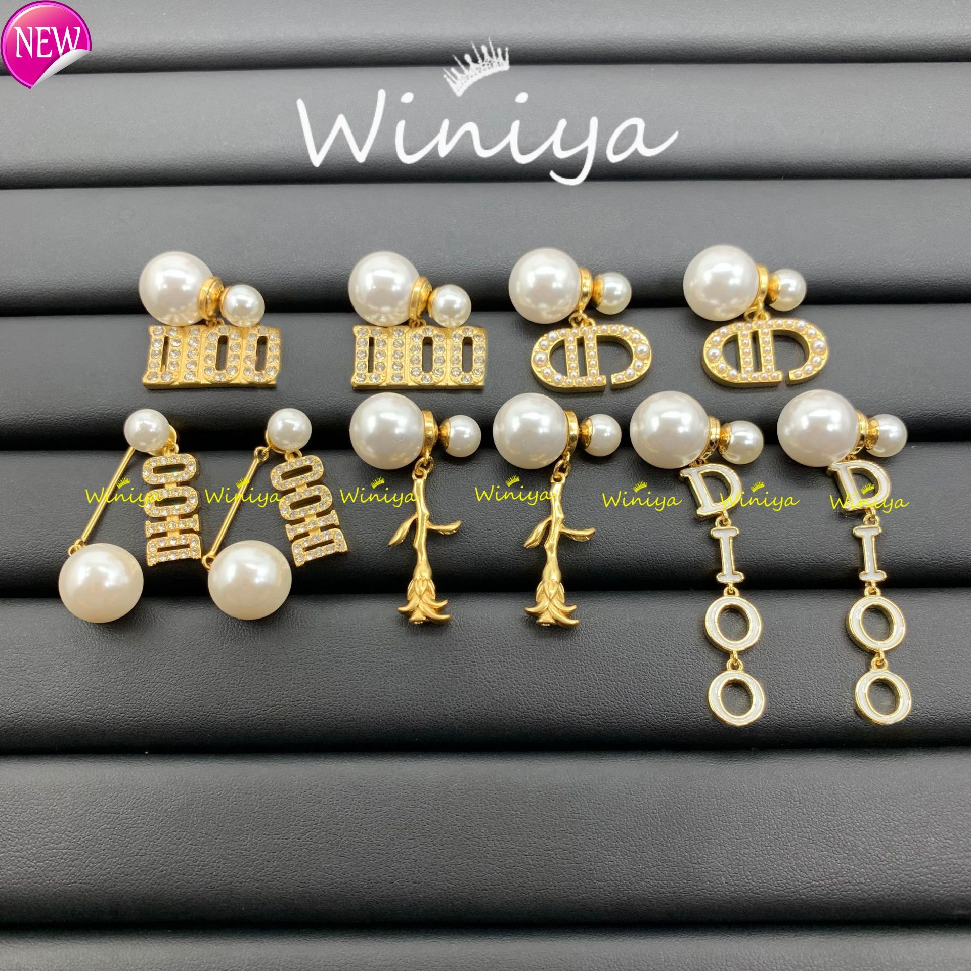 luxury brand design earrings D family / new letter diamond inlaid Flower Pearl personalized Earrings size pearl fashion-image-801202323