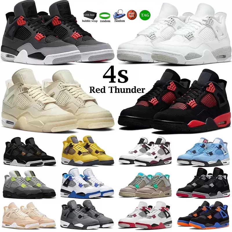 

Basketball Shoes for men women 4 4s Black Cat Red thunder Infrared Sail Cool Grey White Oreo Pure Money Motorsports What The Royalty mens outdoor sneakers, 42