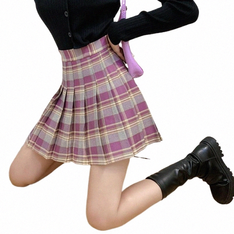 Skirts skirts Retro Plaid Skirt Women's High Waist Slim Pleated Student A- Shaped 2022 Early Autumn Fashion1 q4UP#-image-799051466