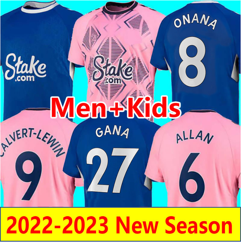 

22 23 ONANA MAUPAY GANA soccer jerseys GORDON CALVERT-LEWIN GRAY TOWNSEND DOUCOURE Y.MINA MYKOLENKO 2022 2023 home HOLGATE ALLAN McNEIL football shirt men kids set, 22-23 away +patch