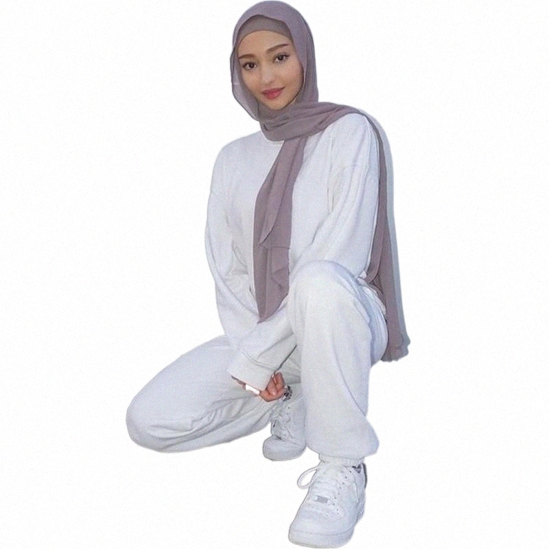 Ethnic Clothing ethnic Clothing Winter Hooded Solid Muslim Sweatshirt Tunic Suit Women Hijab Tracksuit Eid Arab Islamic Fashion Two Piece Set C75-image-799056872