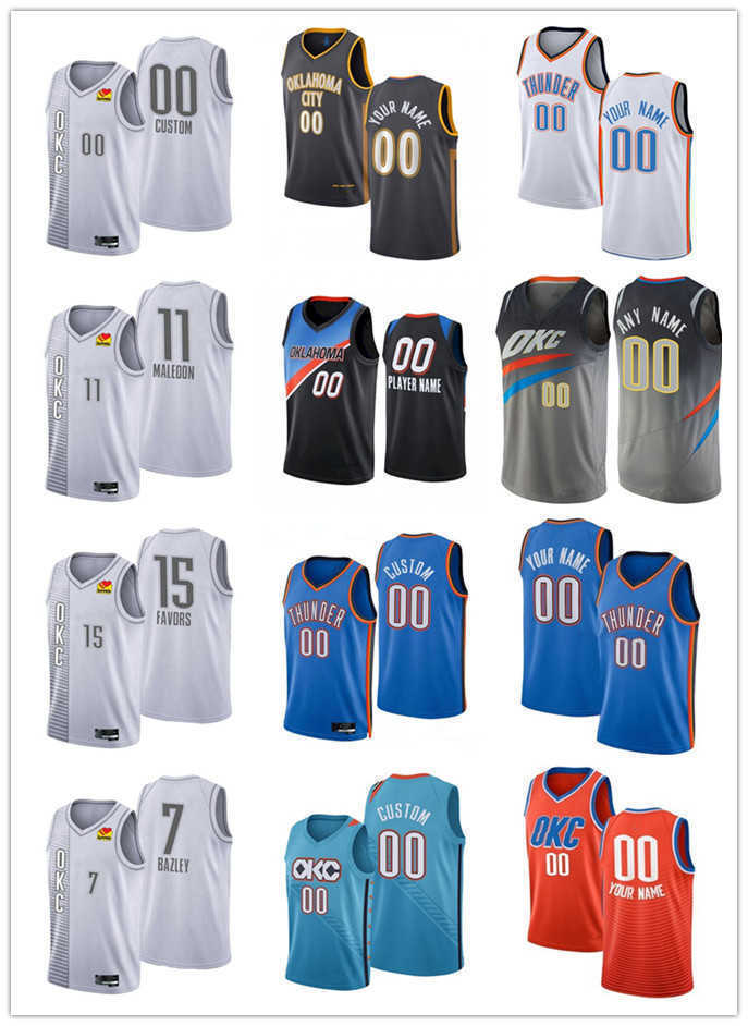 Jersey Basketball''nba''75th Custom Hommes Femmes Youth Youth Oklahoma''city Thunder'''7 Darius Bazley 12 Lindy Waters III 15 Derrick Favors 11 T