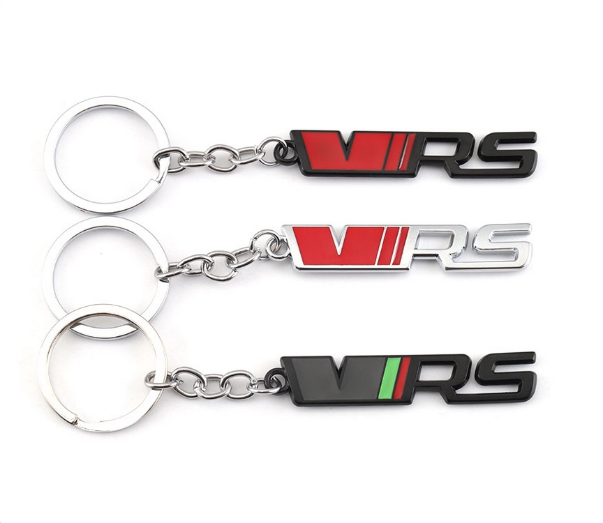 

Car Keychain Metal Key Chain Ring Emblem Holder for Skoda VRS Keychain Keyring Kamiq Kodiaq Karoq RS Superb Fabia Rapid Favorit, Silver