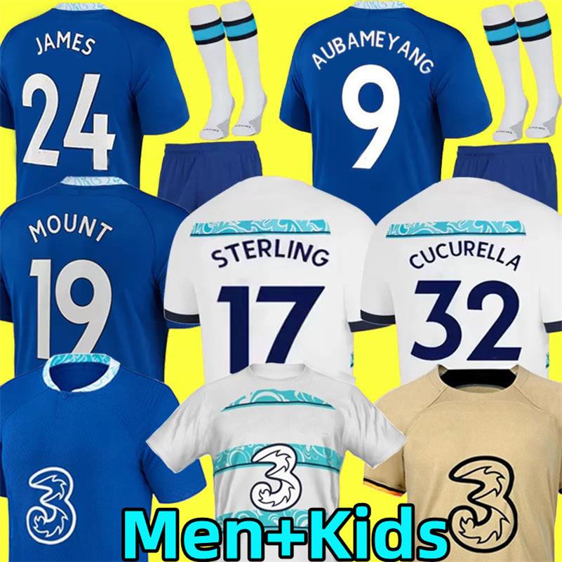 

22 23 CFC Chelse Soccer jerseys MOUNT JAMES KANTE STERLING Cucurella HAVERTZ KOULIBALY ZIYECH JORGINHO T. SILVA PULISIC Football shirt 2022 2023 home away Men Kids Kit, 22-23 away patch