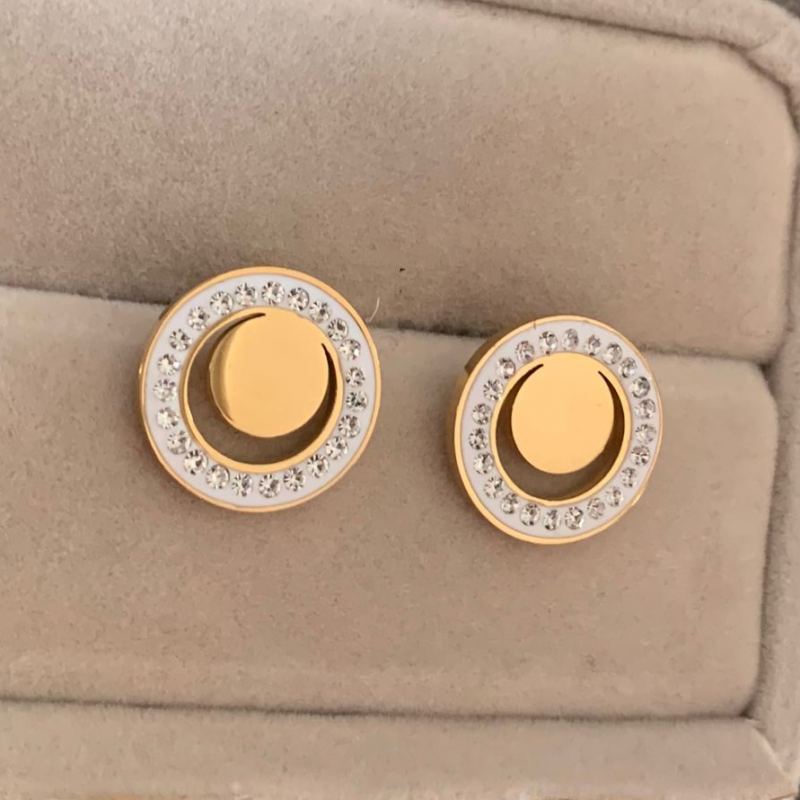 

Women Fashion Designer Studs Mud Drill Stainless Steel Couple Engagement Earrings