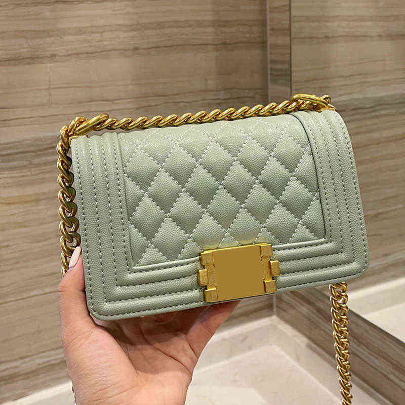 

CC Bag Shopping s Designer Vintage Classic Boy Mini Flap Square Shoulder Grained Calfskin Ghw Caviar Leather Interwoven Chain Crossbo, Box