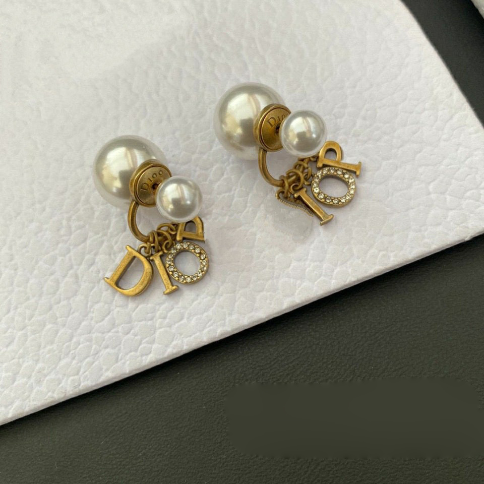

Luxury Brand Designers Letters Stud Clip Chain Vintage 18K Gold Plated Geometric Famous Women Crystal Rhinestone Double Pearl Earring Wedding Party Jewerlry Gifts
