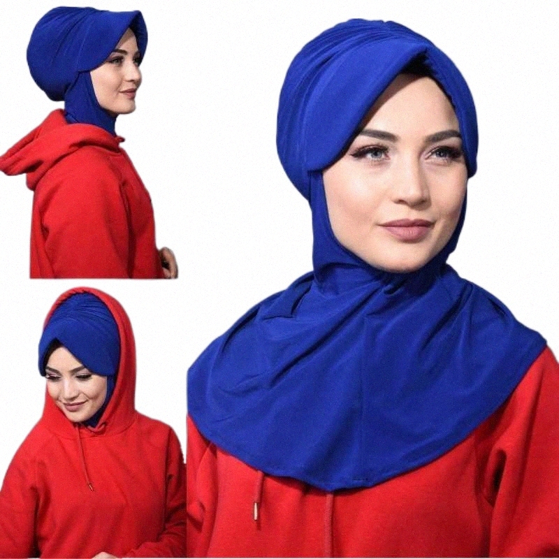 Ethnic Clothing ethnic Clothing Women's Muslim Headscarf Sports Turban Hijab Scarf Cap Hat Islamic Caps Stretchy Scarves Femme Musulman Autu-image-799056974