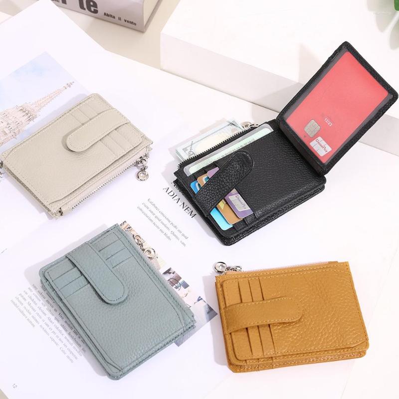

Wallets 2022 Ladies Palm Pocket Leather Mini Wallet Female Cowhide Folding Coin Purse Zipper Card Case Against Stolen Buckle, White